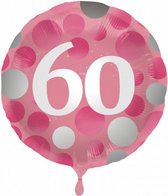 folieballon stippen 60 jaar 45 cm roze