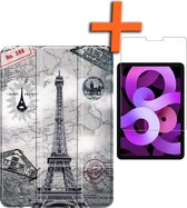 iPad Air 2022 Hoes Eiffeltoren Book Case Cover Met Screenprotector - iPad Air 2022 Book Case Eiffeltoren - iPad Air 5 Hoesje Met Beschermglas