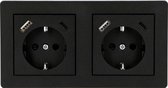 Proventa® DUO Inbouw Stopcontacten met 2 x USB C & 2 x USB A snelladers - Universeel - Zwart