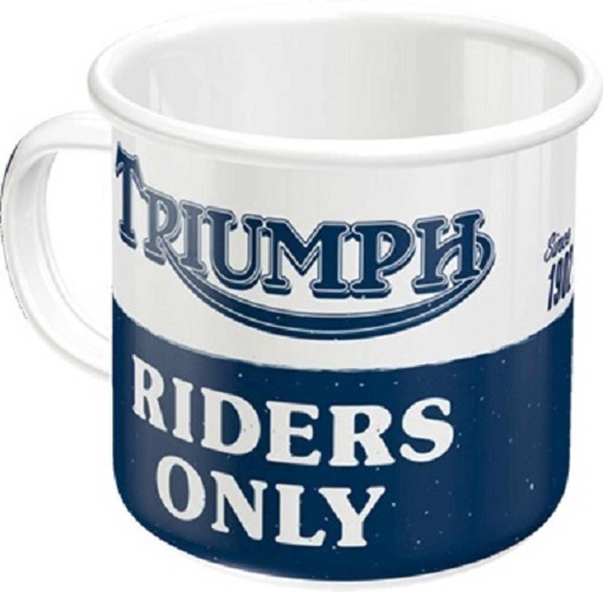 Triumph Riders Only. Emaille Drinkbeker H 8 Ø 8 cm