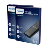 Philips Portable External SSD 1 To Duo Pack (2x 1 To) - Ultra Speed USB-C - USB A 3.2, Lecture 540 Mo/s, Écriture 520 Mo/s - Windows 11/ macOS/ Console de jeu
