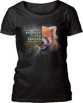 Ladies T-shirt Protect Red Panda Black XXL