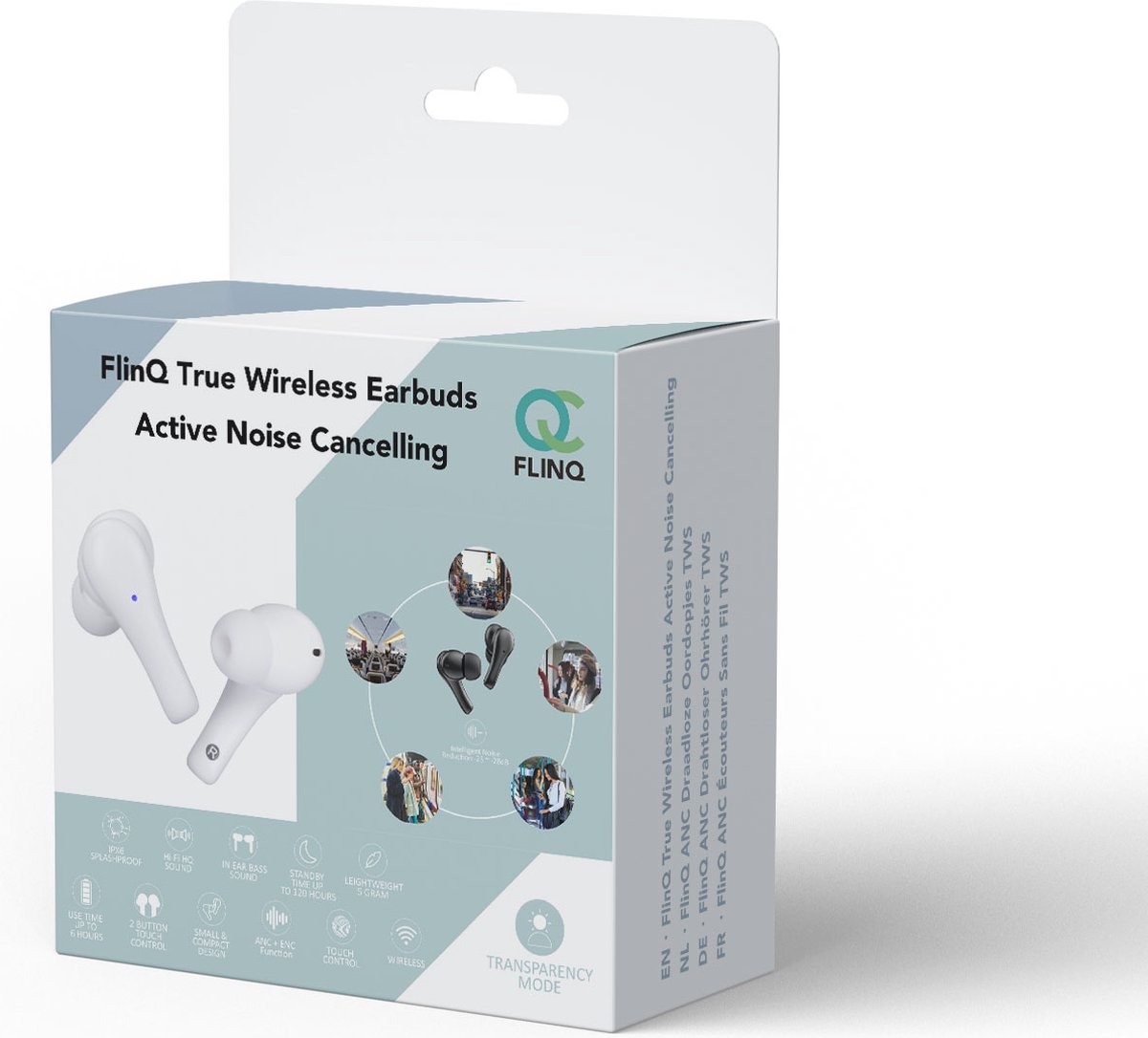FlinQ Draadloze Oordopjes Pro - Wit - Noise Cancelling - Bluetooth | bol.com