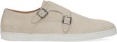 Manfield - Heren - Beige suède gespschoenen - Maat 42