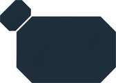 Krumble Placemat met onderzetter - Onderleggers met lederlook - Kunstlederen effen placemats - Tafeldecoratie - Waterafstotend - Makkelijk schoon - Krasbestendig - Achthoekig - 30 x 45 cm (lxb) - Donkerblauw