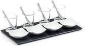 amuse set vierkant/rond 30 x 15,5 cm leisteen 13-delig