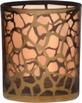 Theelicht/waxinelichthouders giraffe print glas goud 10 x 9 cm - Giraffe motief - Windlichtjes/kaarsenhouders
