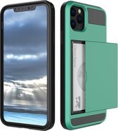 iPhone 13 Pro hoesje - Hoesje met pasjes iPhone 13 Pro - Shock proof case cover - Groen