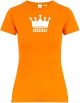 Dames T-shirt Kingsday | oranje koningsdag kleding | oranje t-shirt | Oranje | maat XS