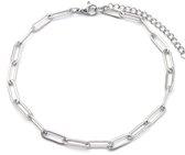 Enkelbandje Schakels Ovaal - RVS - Anklet - Lengte 22-28 cm - Zilverkleurig