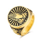 Twice As Nice Ring in goudkleurig edelstaal, biddende handen 60