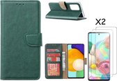 Samsung A53 / A53s hoesje bookcase Groen - Samsung Galaxy A53 5G case portemonnee hoesje - Galaxy A53 book case hoes cover - Samsung A53 screenprotector / tempered glass 2 Pack