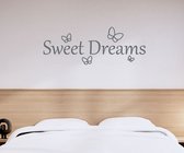 Stickerheld - Muursticker Sweet dreams - Slaapkamer - Droom zacht - Lekker slapen - Engelse Teksten - Mat Donkergrijs - 41.3x111cm