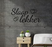 Stickerheld - Muursticker Slaap lekker - Slaapkamer - Droom zacht - Hartjes - Nederlandse Teksten - Mat Zwart - 41.3x86.3cm