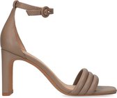 Manfield - Dames - Bruine leren sandalen met hak - Maat 39