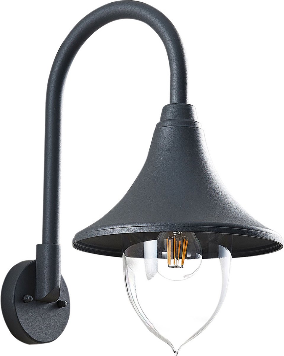 Lindby - Wandlamp buiten - 1licht - aluminium, kunststof - H: 43.3 cm - E27 - donkergrijs