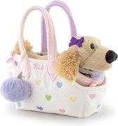 Trudi - Fashion Pets Hond Kiki Rainbow in Fashion Bag (XS-29619) - Pluche knuffel - Ca. 15 cm (Maat XS) - Geschikt voor jongens en meisjes - Beige/Wit