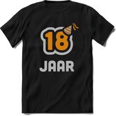 18 Jaar Feest kado T-Shirt Heren / Dames - Perfect Verjaardag Cadeau Shirt - Goud / Zilver - Maat L