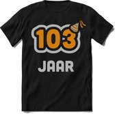 103 Jaar Feest kado T-Shirt Heren / Dames - Perfect Verjaardag Cadeau Shirt - Goud / Zilver - Maat 3XL