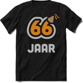66 Jaar Feest kado T-Shirt Heren / Dames - Perfect Verjaardag Cadeau Shirt - Goud / Zilver - Maat XXL