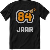 84 Jaar Feest kado T-Shirt Heren / Dames - Perfect Verjaardag Cadeau Shirt - Goud / Zilver - Maat S