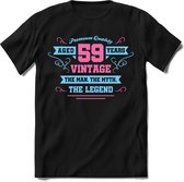 59 Jaar Legend - Feest kado T-Shirt Heren / Dames - Licht Blauw / Licht Roze - Perfect Verjaardag Cadeau Shirt - grappige Spreuken, Zinnen en Teksten. Maat M