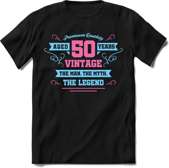 50 Jaar Legend - Abraham Feest kado T-Shirt Heren / Dames - Licht Blauw / Licht Roze - Perfect Verjaardag Jubileum Cadeau Shirt - grappige Spreuken, Zinnen en Teksten. Maat L