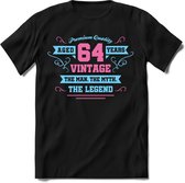 64 Jaar Legend - Feest kado T-Shirt Heren / Dames - Licht Blauw / Licht Roze - Perfect Verjaardag Cadeau Shirt - grappige Spreuken, Zinnen en Teksten. Maat M