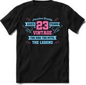 23 Jaar Legend - Feest kado T-Shirt Heren / Dames - Licht Blauw / Licht Roze - Perfect Verjaardag Cadeau Shirt - grappige Spreuken, Zinnen en Teksten. Maat L