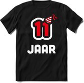 11 Jaar Feest kado T-Shirt Heren / Dames - Perfect Verjaardag Cadeau Shirt - Wit / Rood - Maat M