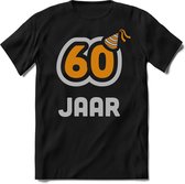 60 Jaar Feest kado T-Shirt Heren / Dames - Perfect Verjaardag Cadeau Shirt - Goud / Zilver - Maat L