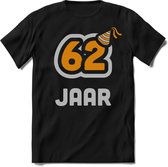 62 Jaar Feest kado T-Shirt Heren / Dames - Perfect Verjaardag Cadeau Shirt - Goud / Zilver - Maat XL