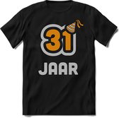 31 Jaar Feest kado T-Shirt Heren / Dames - Perfect Verjaardag Cadeau Shirt - Goud / Zilver - Maat L