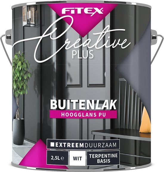 Fitex Creative+ Buitenlak Hoogglans Wit - 2,5 liter wit- Lakverf - Dekkend - Buiten - Hoogglans -