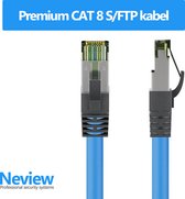 Neview - 0.25 meter premium S/FTP kabel - CAT 8 100% koper - Blauw - (netwerkkabel/internetkabel)