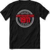 1911 Limited Edition | Feest Kado T-Shirt Heren - Dames | Zilver - Rood | Perfect Verjaardag Cadeau Shirt | Grappige Spreuken - Zinnen - Teksten | Maat L