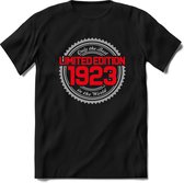 1923 Limited Edition | Feest Kado T-Shirt Heren - Dames | Zilver - Rood | Perfect Verjaardag Cadeau Shirt | Grappige Spreuken - Zinnen - Teksten | Maat 3XL