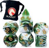 Blazium - DnD dice set - Inclusief velvet bewaarzakje - Smoke series - Green Mist - Dungeons and Dragons dobbelstenen