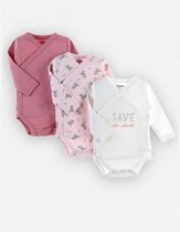Noukie's - 3 Pack - Bodyset - Roze - Save the planet - 1 maand 56
