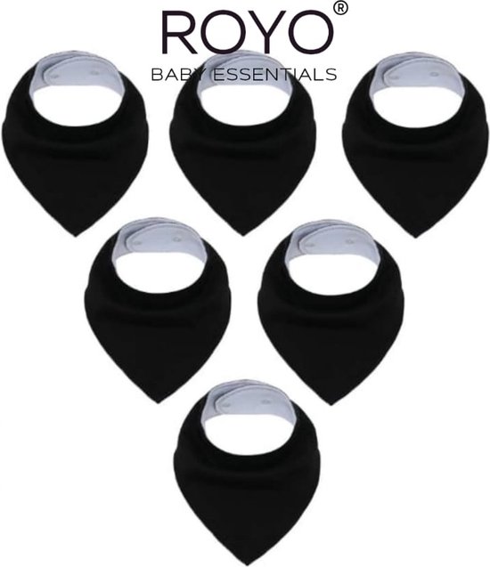 ROYO© 6x bavoirs noirs 100% coton bio & polaire - bavoir - bandana -  unisexe - bébé -... | bol.com