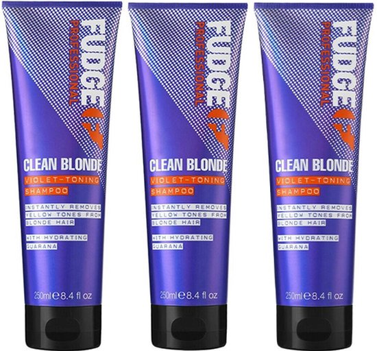 Fudge Clean Blonde Violet Toning Shampoo - 3x 250 ml