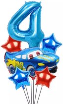 Ras Auto Ballonnen Voor 4rd Verjaardag Folie & Giant Rood Nummer 4 Ballon Thema Verjaardagsfeestje