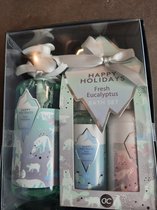 geschenk set verjaardag -eucalyptus - douche gel - body lotion - handzeep