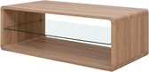 Salontafel bruin 110x55x39 cm MDF en gehard glas