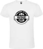 Wit T-shirt ‘Member Of The Wine Club’ Zwart Maat XS
