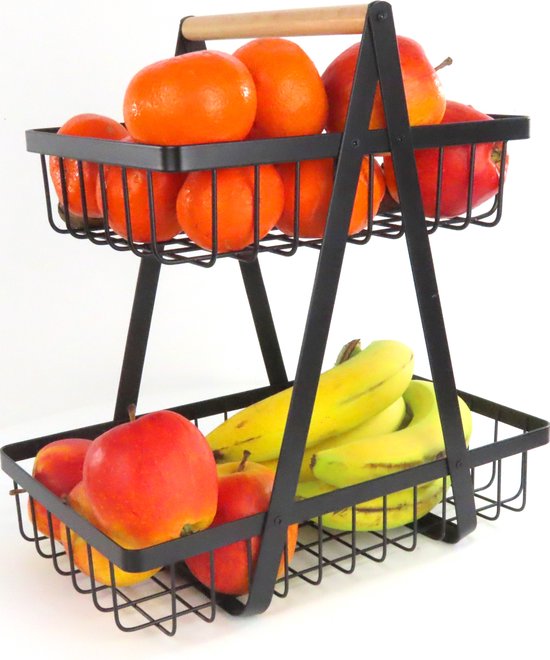 Janse® Fruitschaal XL - Fruitmand - Zwart - Metalen opbergmand - Draadmand - Serveerschaal - Keuken organizer - Eten - Picknick mand - Bureau organizer - Lectuurbak - Badkamer organizer