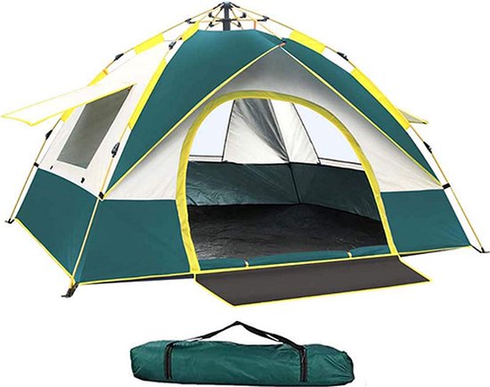 Pop-up tenten - camping tent - met draagtas - perfect voor en, festivals en feestdagen - groen en wit - 3-4 persoons