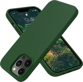 Mobiq - Liquid Silicone Case iPhone 13 Pro Max - donkergroen
