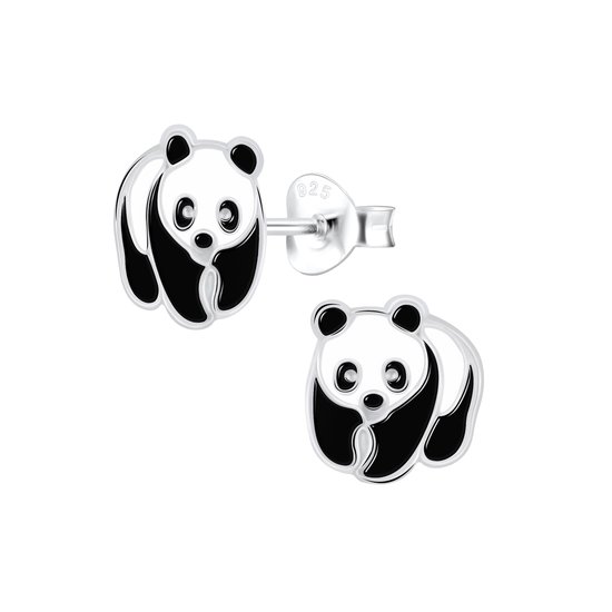 Zilveren kinderoorbellen panda | Oorknopjes Meisje Zilver | Zilverana | Sterling 925 Silver