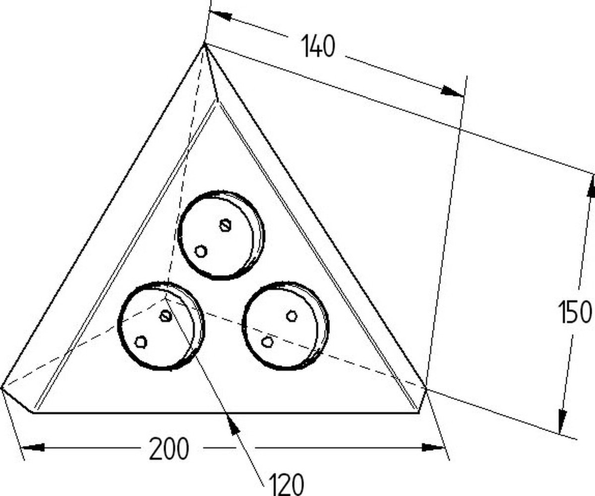 Hoek stopcontact inox Thebo driehoek 3-voudig | bol.com